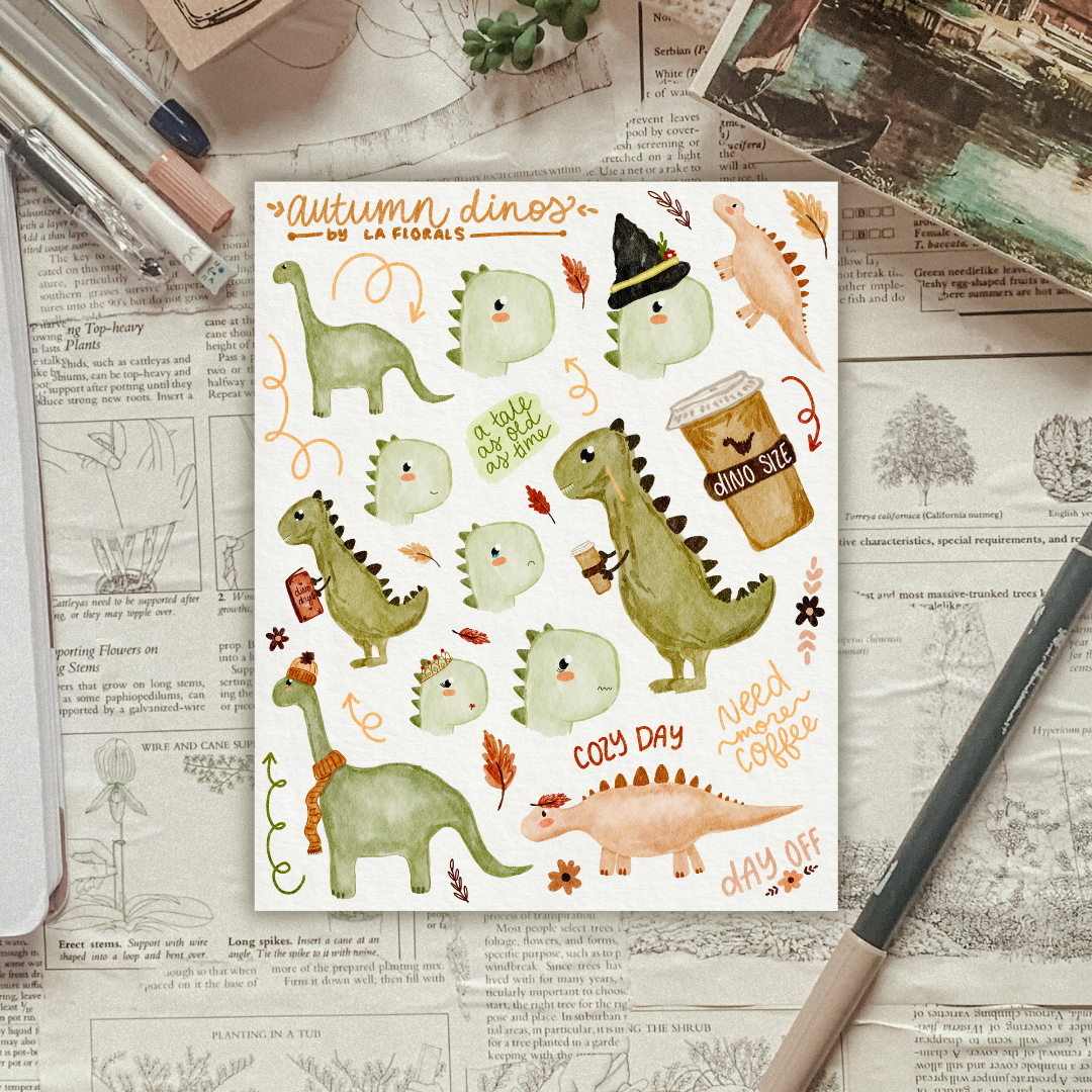 Cute Dinos Sticker Sheet