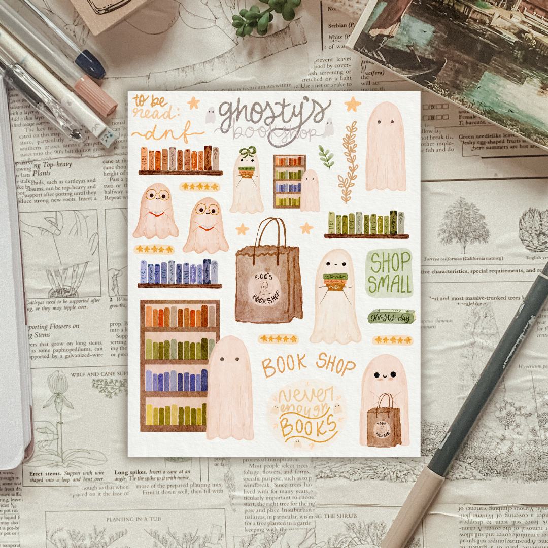 Ghost Bookshop Sticker Sheet