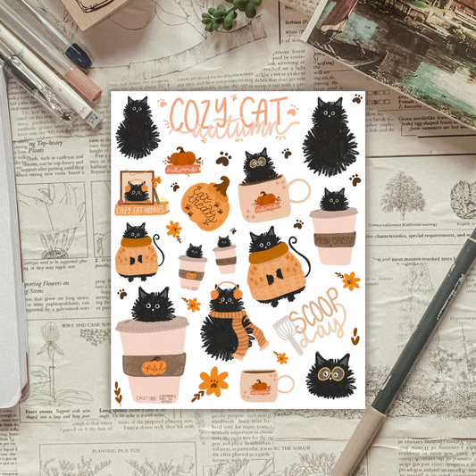 Autumn Black Cat Sticker Sheet