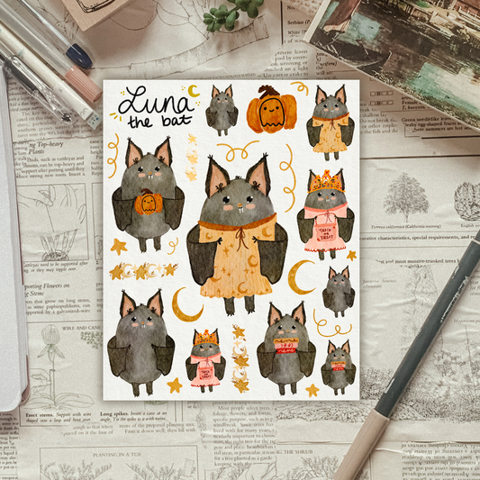 Luna the Bat Sticker Sheet