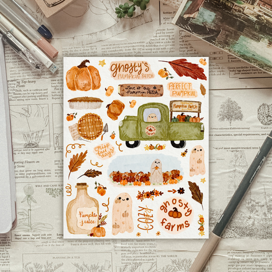 Ghost Pumpkin Patch Autumn Sticker Sheet