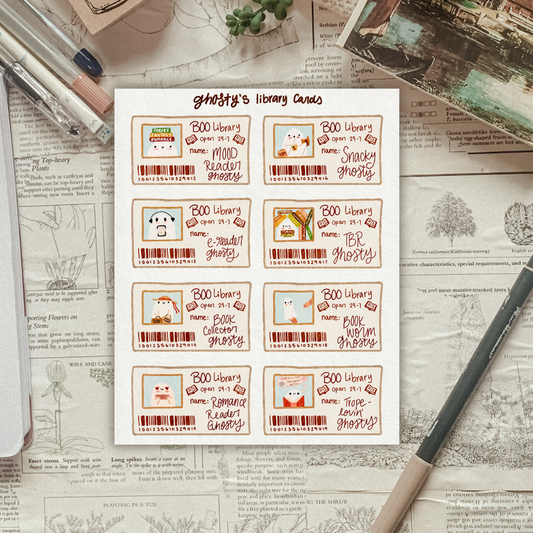 Ghost's Library Cards Sticker Sheet