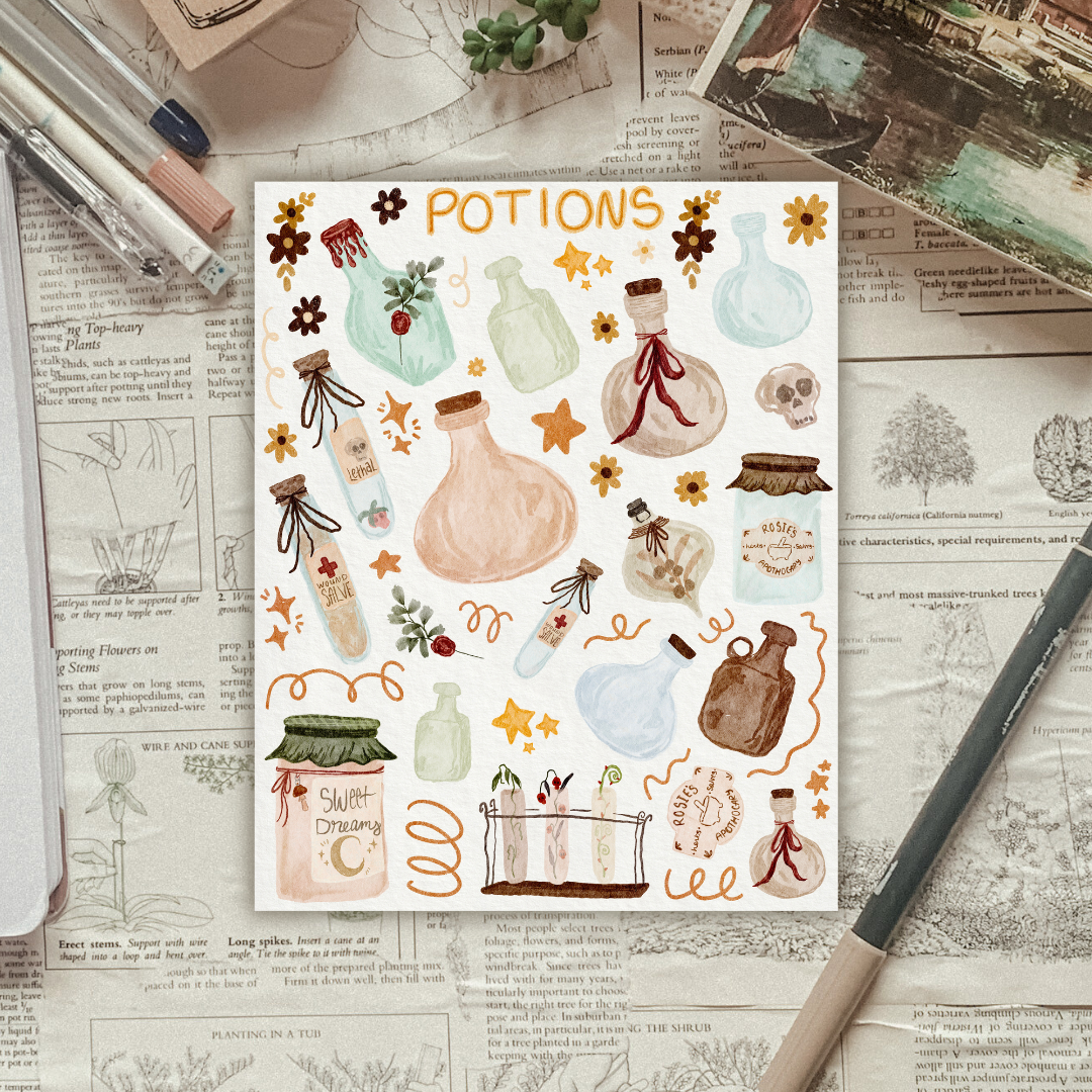 Potions & Bottles Sticker Sheet