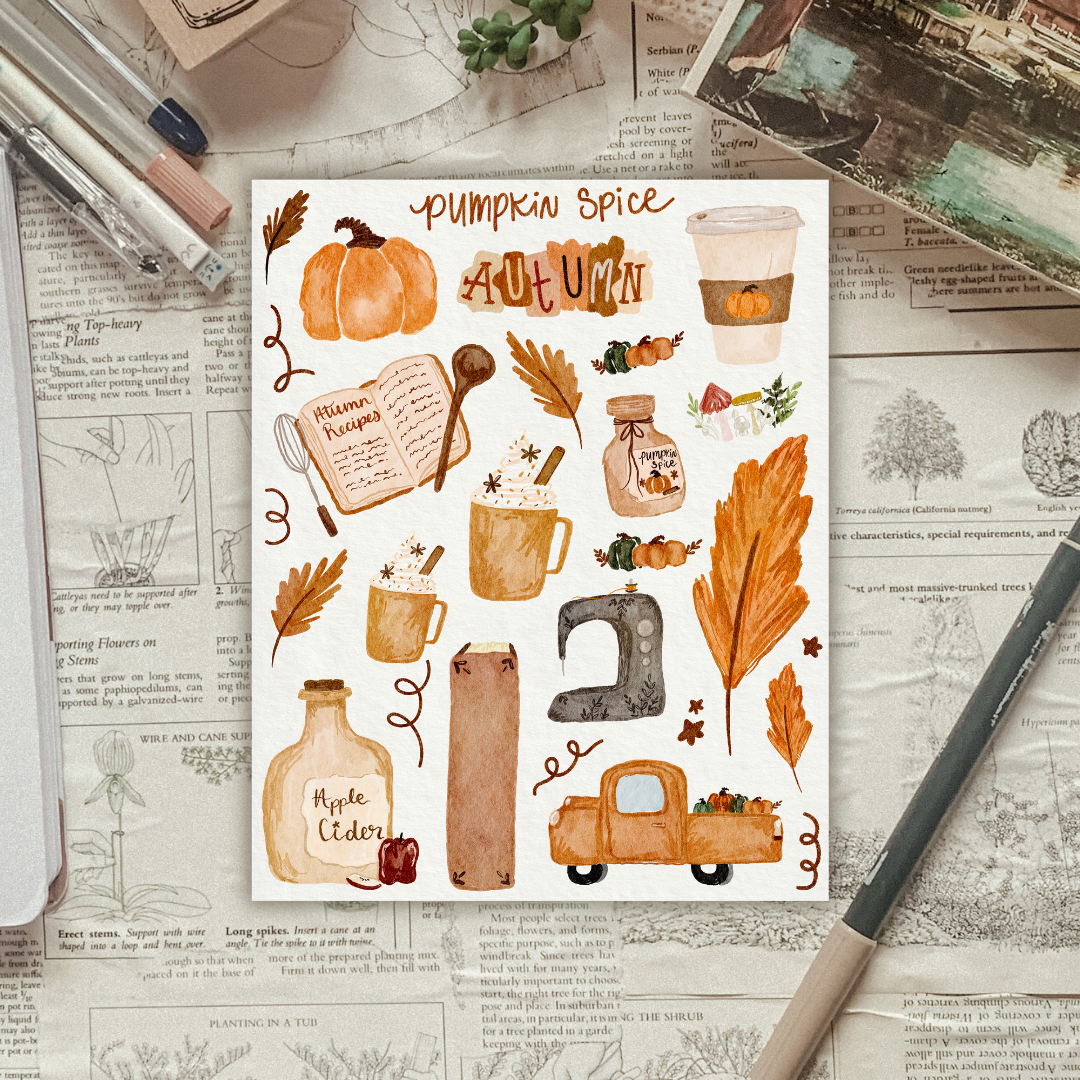 Pumpkin Spice Cottage Sticker Sheet