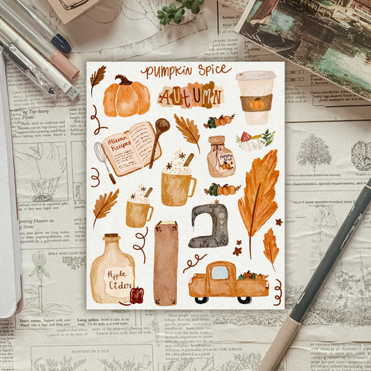Pumpkin Spice Cottage Sticker Sheet