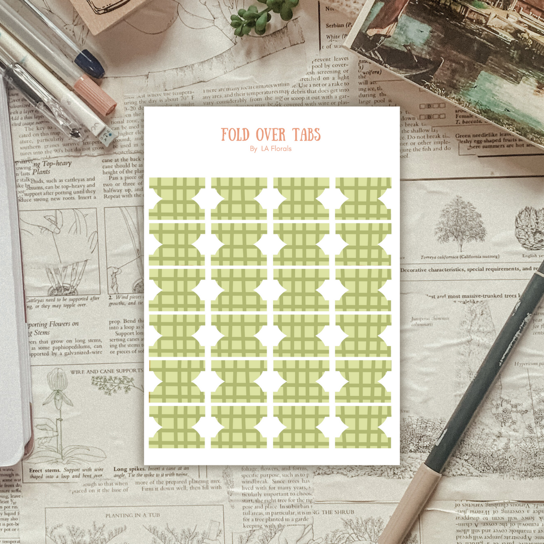 Green Gingham Tabs Sticker Sheet
