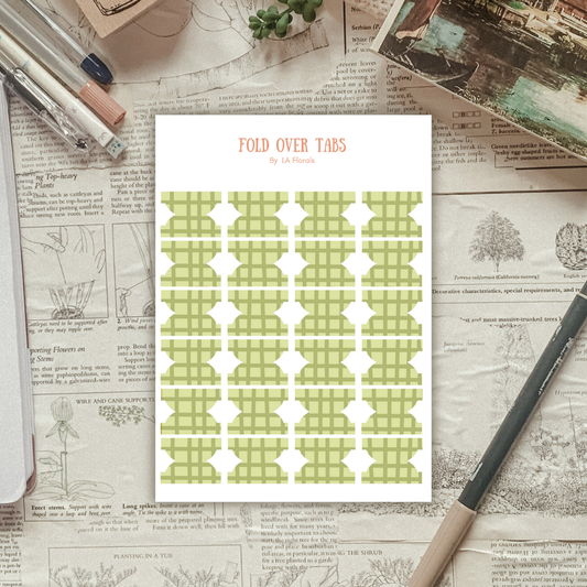 Green Gingham Tabs Sticker Sheet