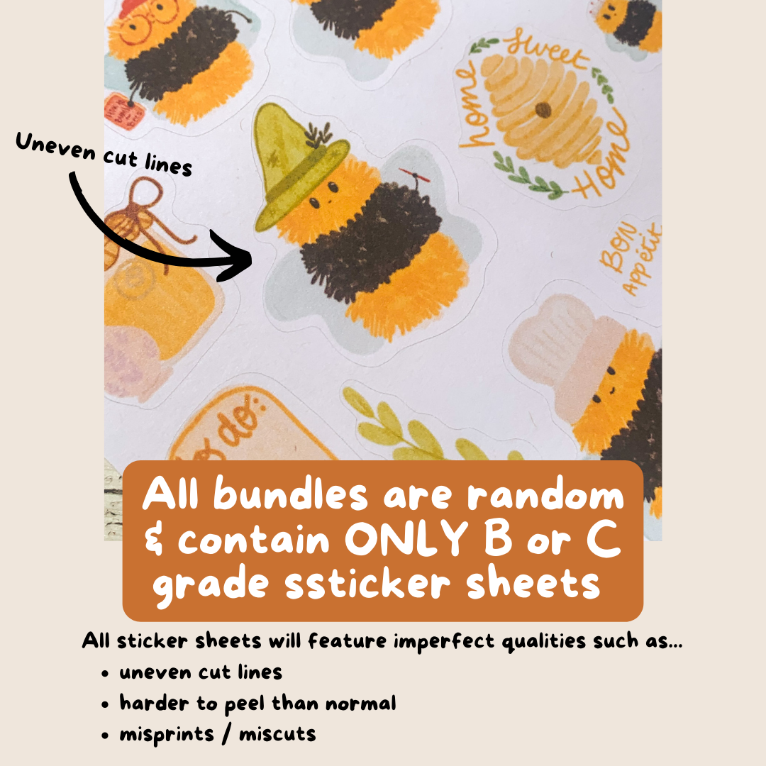 B Grade Sticker Sheet Bundle (10 sticker sheets per bundle)