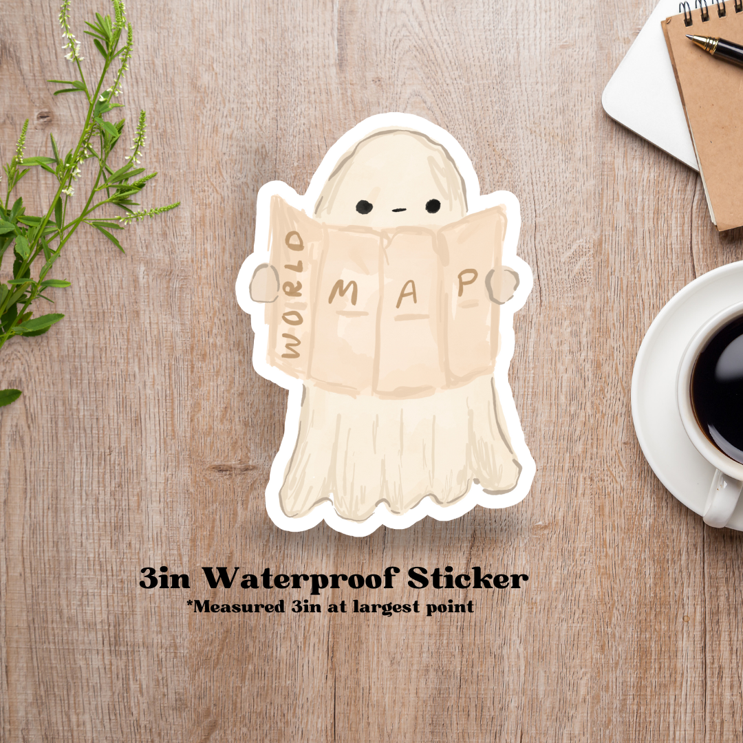 Adventure Map Ghost 3in Waterproof Sticker