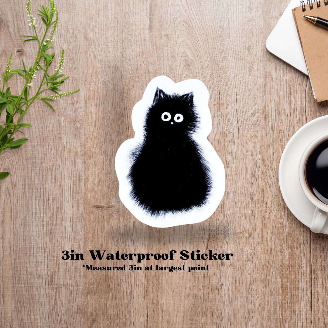 Classic Black Cat 3in Waterproof Sticker