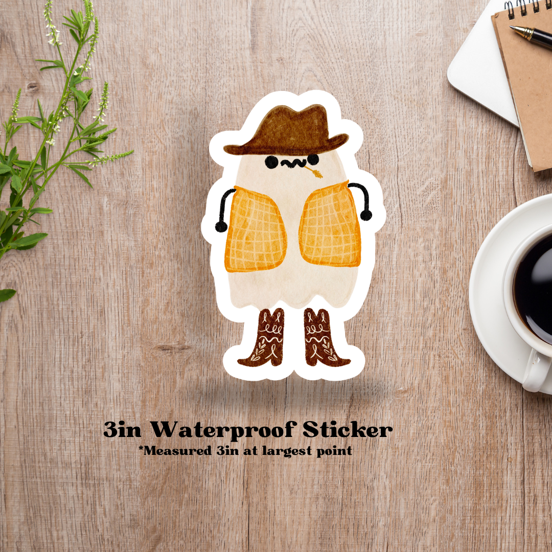 Howdy Ghost 3in Waterproof Sticker