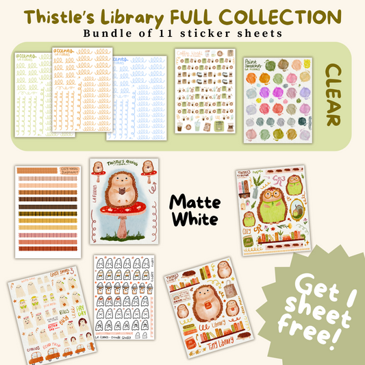 Thistle's Library Full Collection Sticker Sheet Bundle of 11 sheets!