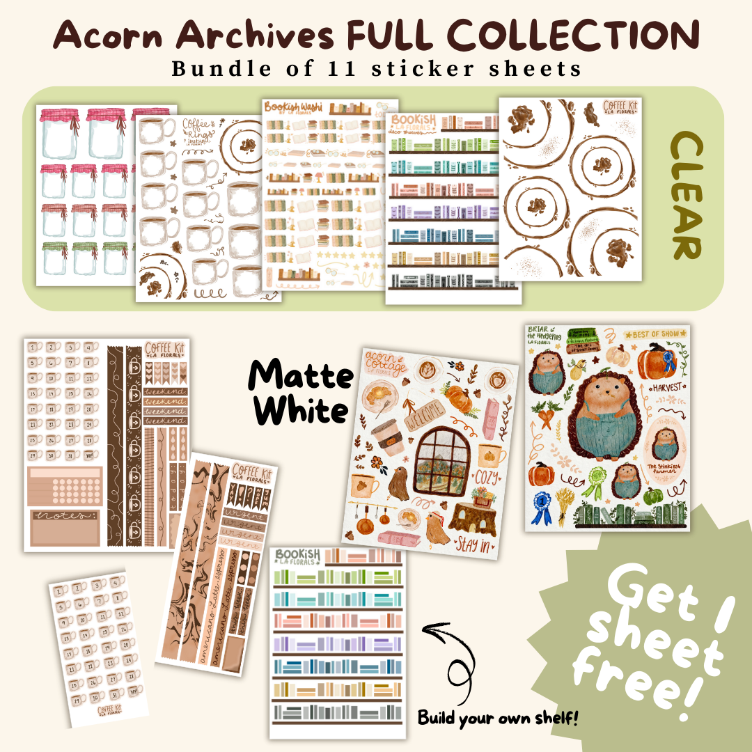 Acorn Archives Full Collection Sticker Sheet Bundle of 11 sheets!