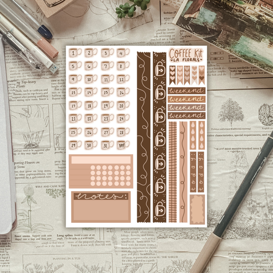 Coffee Kit Main Sticker Sheet ( In the Coffee Universal Planner Kit )