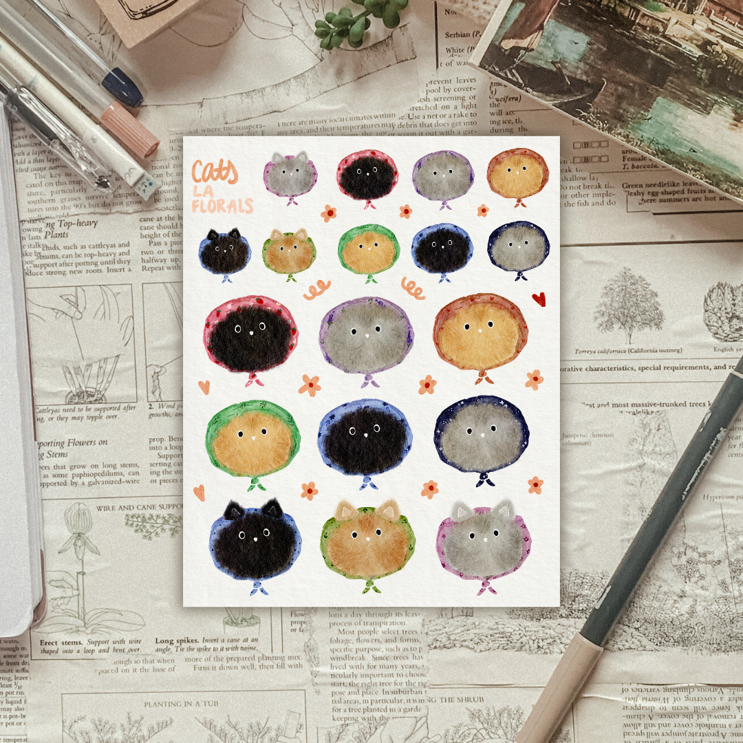 Cats in Bonnets Sticker Sheet