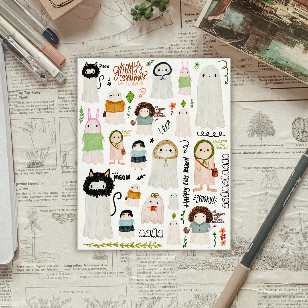 Ghost Halloween Costumes Sticker Sheet