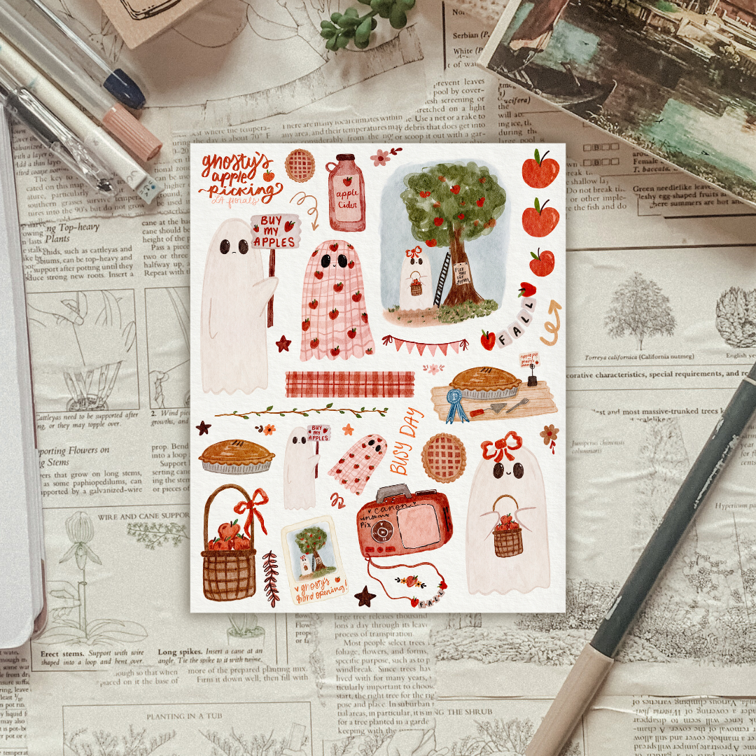 Ghost Apple Picking Sticker Sheet