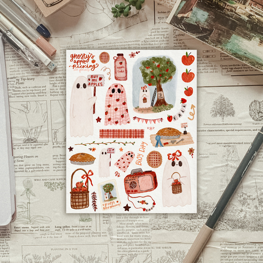Ghost Apple Picking Sticker Sheet