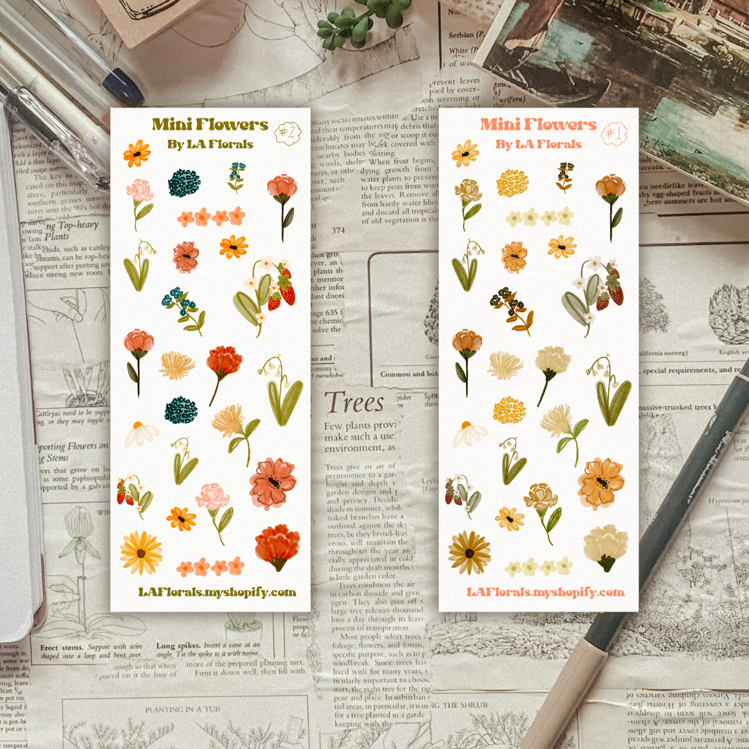 Mini Neutral & Bright Flowers Sticker Sheet