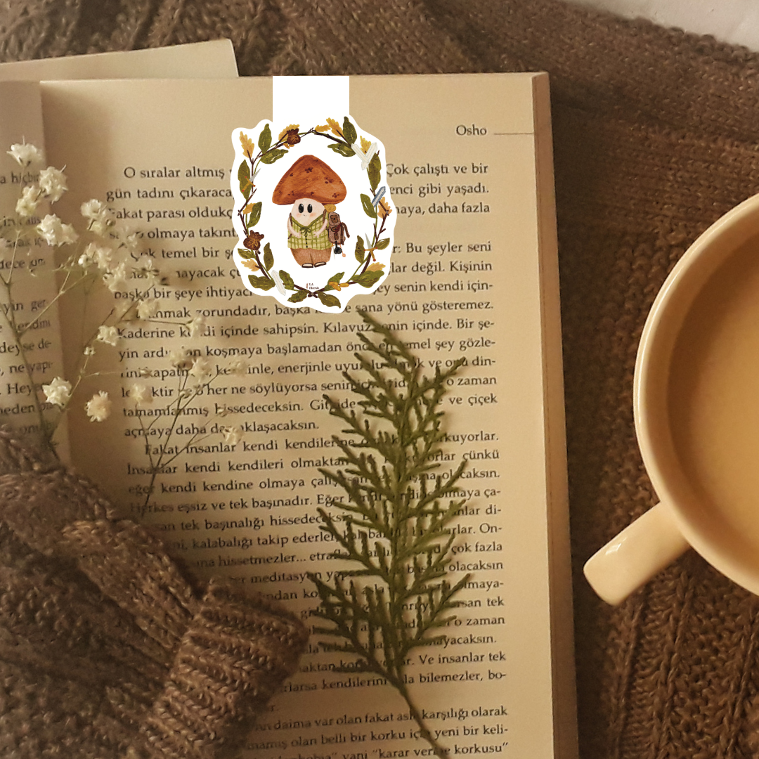 Cedar the Mushroom Folding Magnetic Bookmark