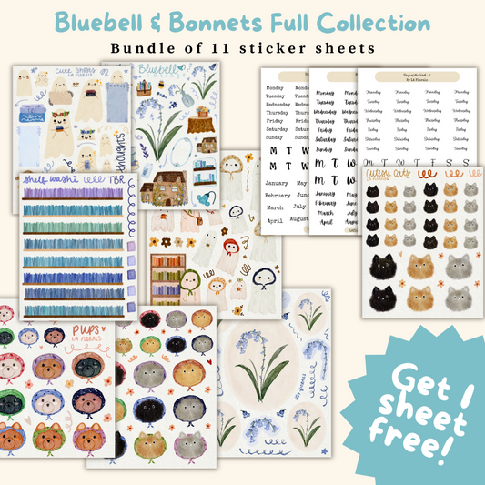 Bluebell & Bonnets Full Collection Sticker Sheet Bundle of 11 sheets!
